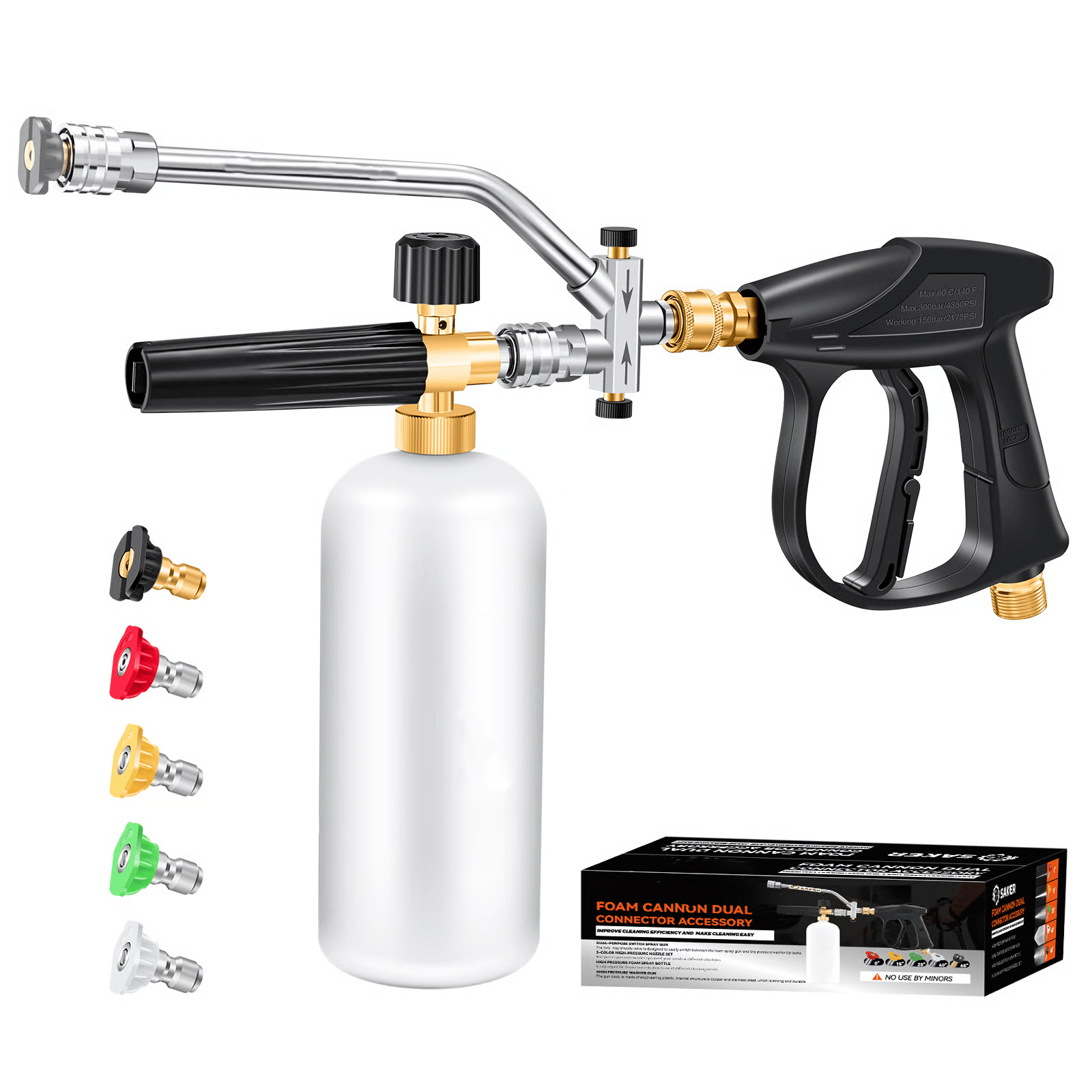 🔥Dual-purpose switch spray gun+Foam Cannon+High pressure foam spray bottle+5-color high-pressure nozzle set