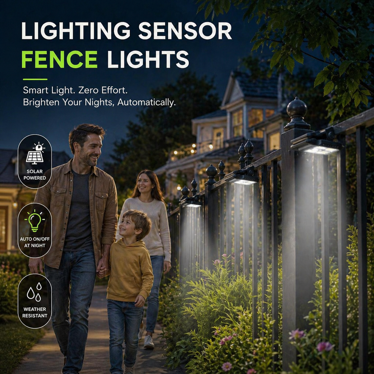 💥LAST DAY 50% OFF Solar Motion Sensor Lights Auto On/Off, Weatherproof & Powerful