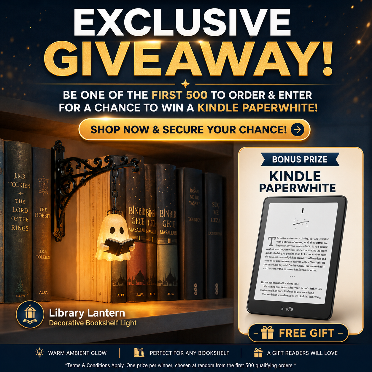 🔥LAST DAY 50% OFF - Library Lantern-Decorative Bookshelf Lighting