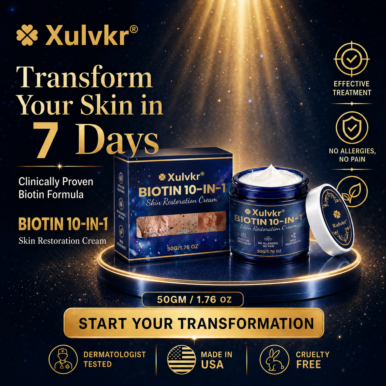 🍀 Xulvkr® Biotin 10-in-1 Skin Restoration Cream | Bigger 50g Jar, Upgraded Formula