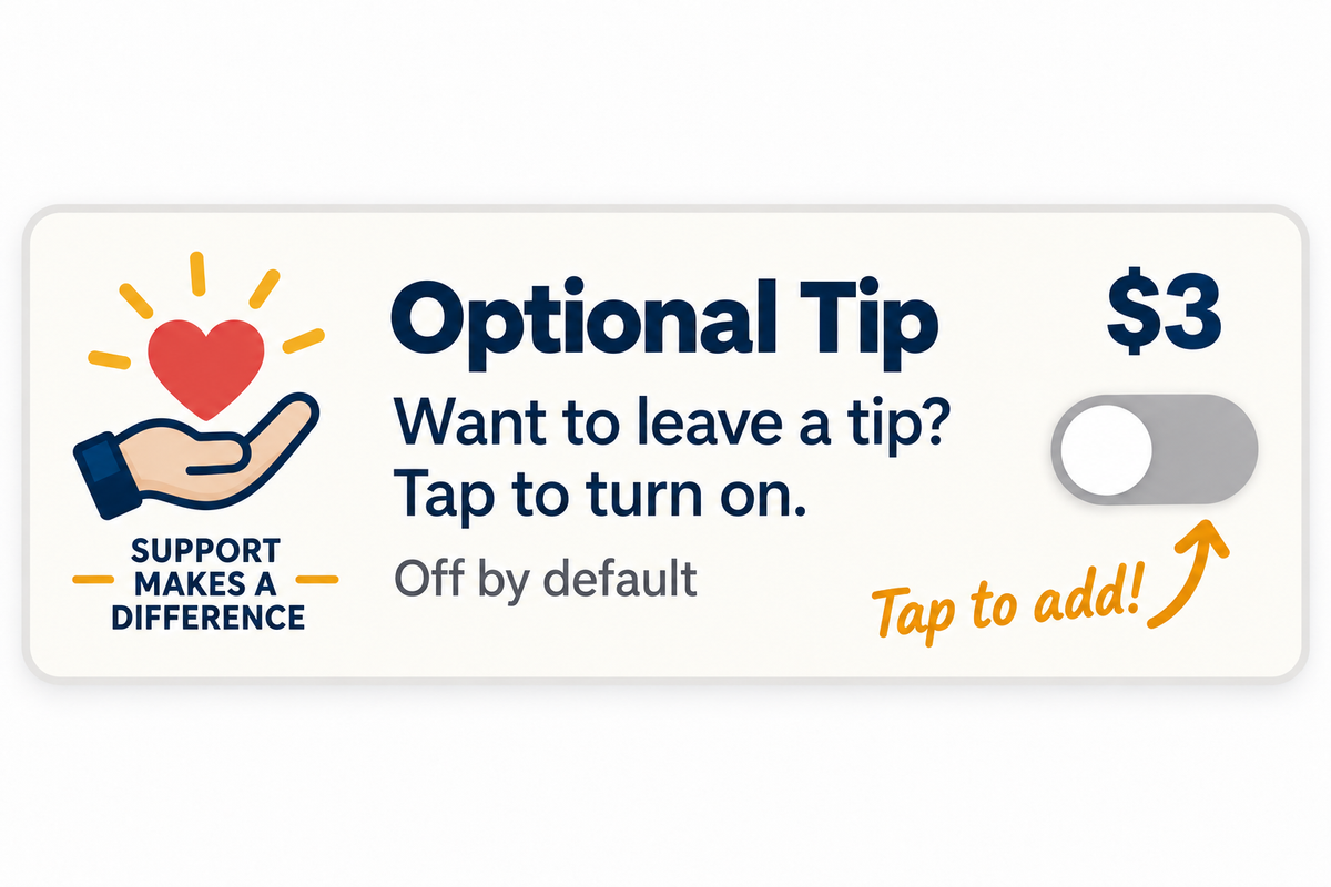 Add a Small Thank-You Tip(Please turn this on if you'd like to support the team behind your order）