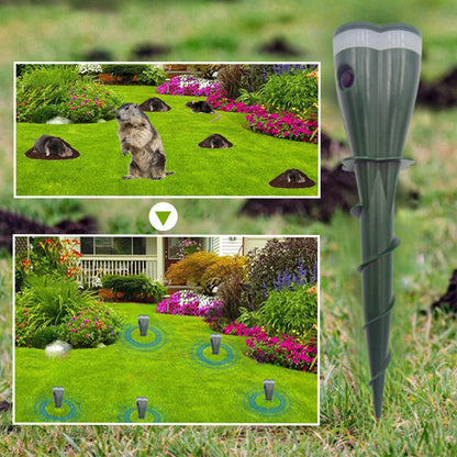 Solar-powered waterproof spiral rodent repellent device