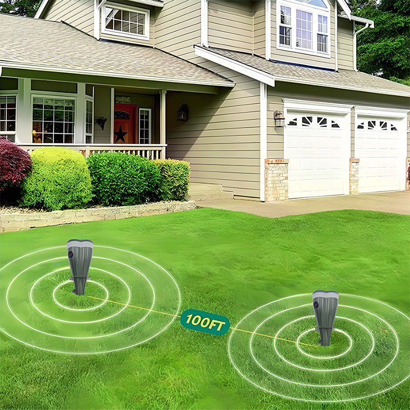 Solar-powered waterproof spiral rodent repellent device